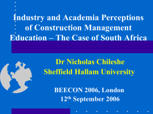 Industry and Academia Perceptions of Construction Management