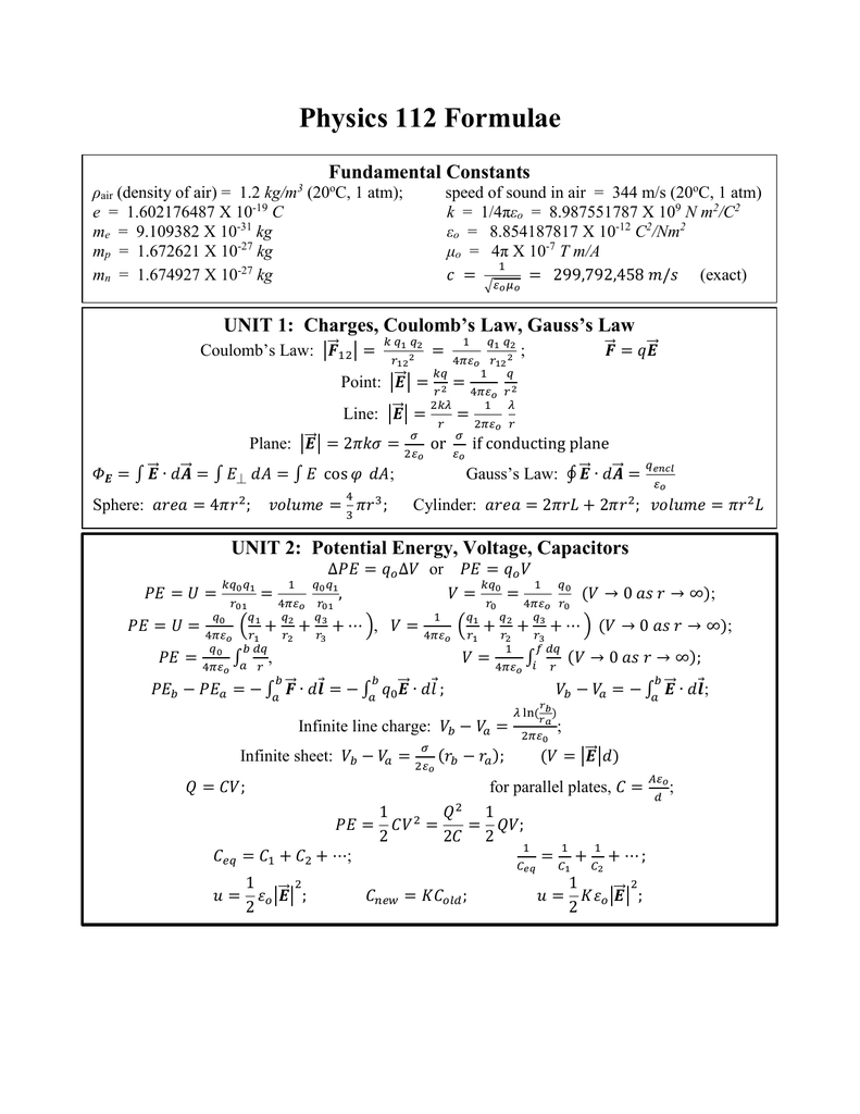 Physics 111 Test 2 University Of St Thomas