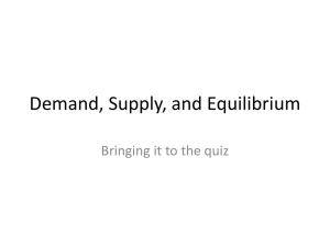 Demand, Supply, and Equilibrium