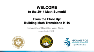 Math Summit Overview and Transition Data Presentation