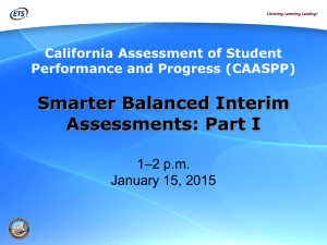Smarter Balanced Interim Assessments: Part I