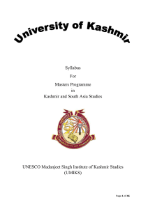 Syllabus - Institute of Kashmir Studies, UOK