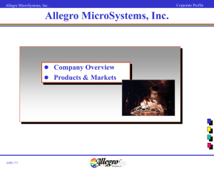Company Overview Products & Markets Allegro