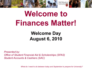 Welcome to Finances Matter! - McMaster University > Student