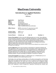MacEwan University Introduction to Applied Statistics