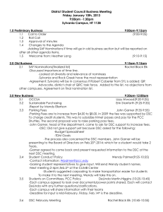 District Student Council Business Meeting Friday January 10th