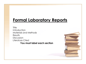 Formal Laboratory Reports