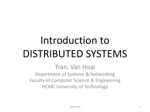 Introduction to DISTRIBUTED SYSTEMS
