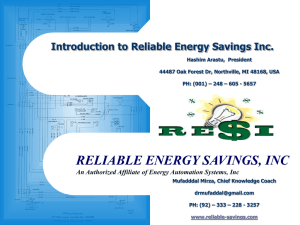 EASI Introduction - Reliable Energy Savings