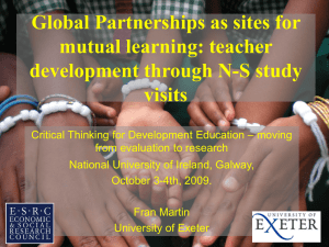 Global Partnerships as sites for mutual learning: teacher training