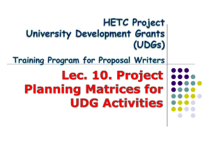 Lec 10. Project Planning Matrices for UDG Activities by RAA