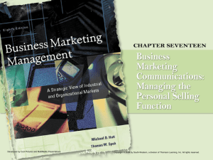 Business Marketing Communications: Managing the Personal