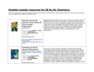 Possible outside resources for IB SL/HL Chemistry