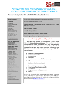 Newsletter for the Members of the AMA Global Marketing Special