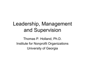 Leadership, Management and Supervision