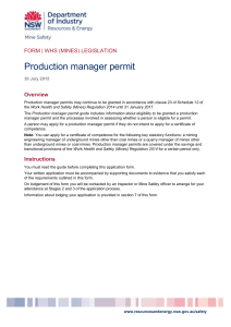 Production manager permit - NSW Resources and Energy