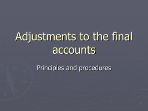 Adjustments to the final accounts
