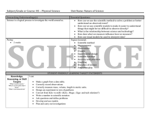 SCIENCE Subject/Grade or Course: HS – Physical Science Unit