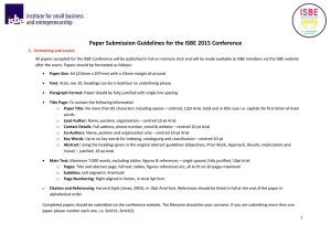 Paper submission Guidelines for the ISBE 2009 Conference