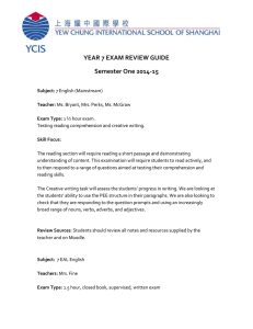 Y7 Exam Review Guide Sem One 14-15