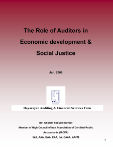 The Role of Auditors in Economic development & Social Justice Jan