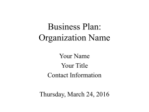 Business Plan: Organization Name