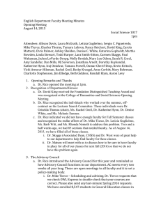 English Department Faculty Meeting Minutes, August 2015