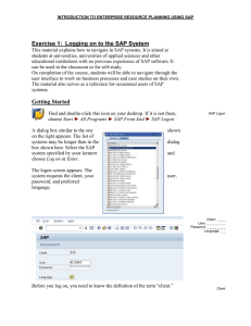 Exercise 1: Logging on to the SAP System