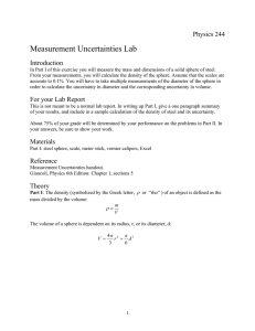 Measurement Uncertainties Lab Physics 244 Introduction