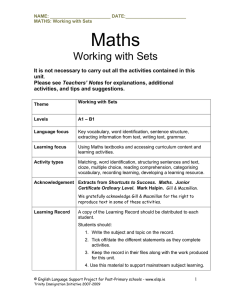 Maths Working with Sets