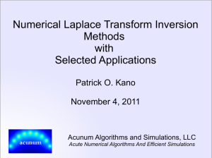 Numerical Laplace Transform Inversion Methods with Selected Applications