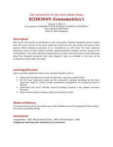 ECON3049: Econometrics I THE UNIVERSITY OF THE WEST INDIES, MONA