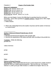 Chemistry I         ... Homework Assignments: Section 1  pgs. 116-122  Answer 1-13.