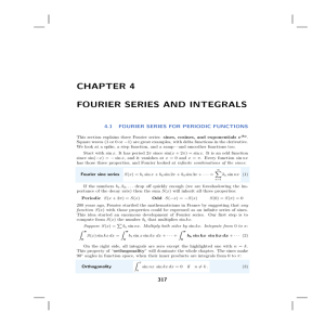 CHAPTER 4 FOURIER SERIES AND INTEGRALS 4.1 FOURIER SERIES FOR PERIODIC FUNCTIONS