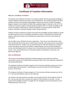 Certificate of Taxation Information 