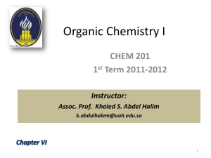 Organic Chemistry I CHEM 201 1 Term 2011-2012