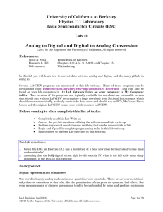 Analog to Digital and Digital to Analog Conversion Physics 111 Laboratory