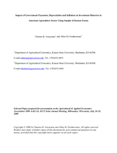 Impact of Government Payments, Depreciation and Inflation on Investment Behavior... American Agriculture Sector Using Sample of Kansas Farms