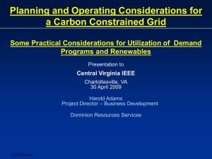 Planning and Operating Considerations for a Carbon Constrained Grid Programs and Renewables