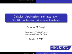 Calculus: Applications and Integration POLI 270 - Mathematical and Statistical Foundations