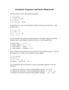 Geometric Sequences and Series Homework