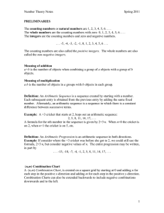 Number Theory Notes  Spring 2011 counting numbers