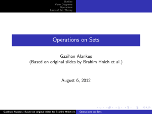 Operations on Sets Gazihan Alanku¸s August 6, 2012