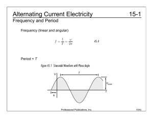15-1 Alternating Current Electricity Frequency and Period Frequency (linear and angular)