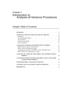 Introduction to Analysis-of-Variance Procedures Chapter 4 Chapter Table of Contents