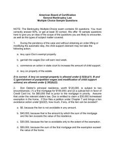 American Board of Certification General Bankruptcy Law Multiple Choice Sample Questions