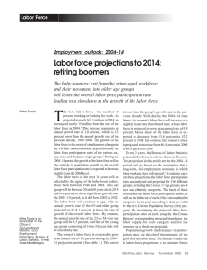 Labor force projections to 2014: retiring boomers