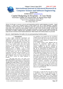 Capital Budgeting In Hospitals - A Case Study