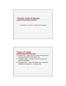 Transit Cost Analysis Types of costs