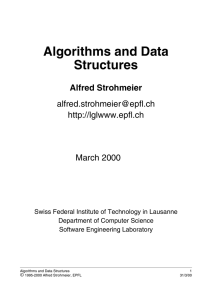Algorithms and Data Structures Alfred Strohmeier